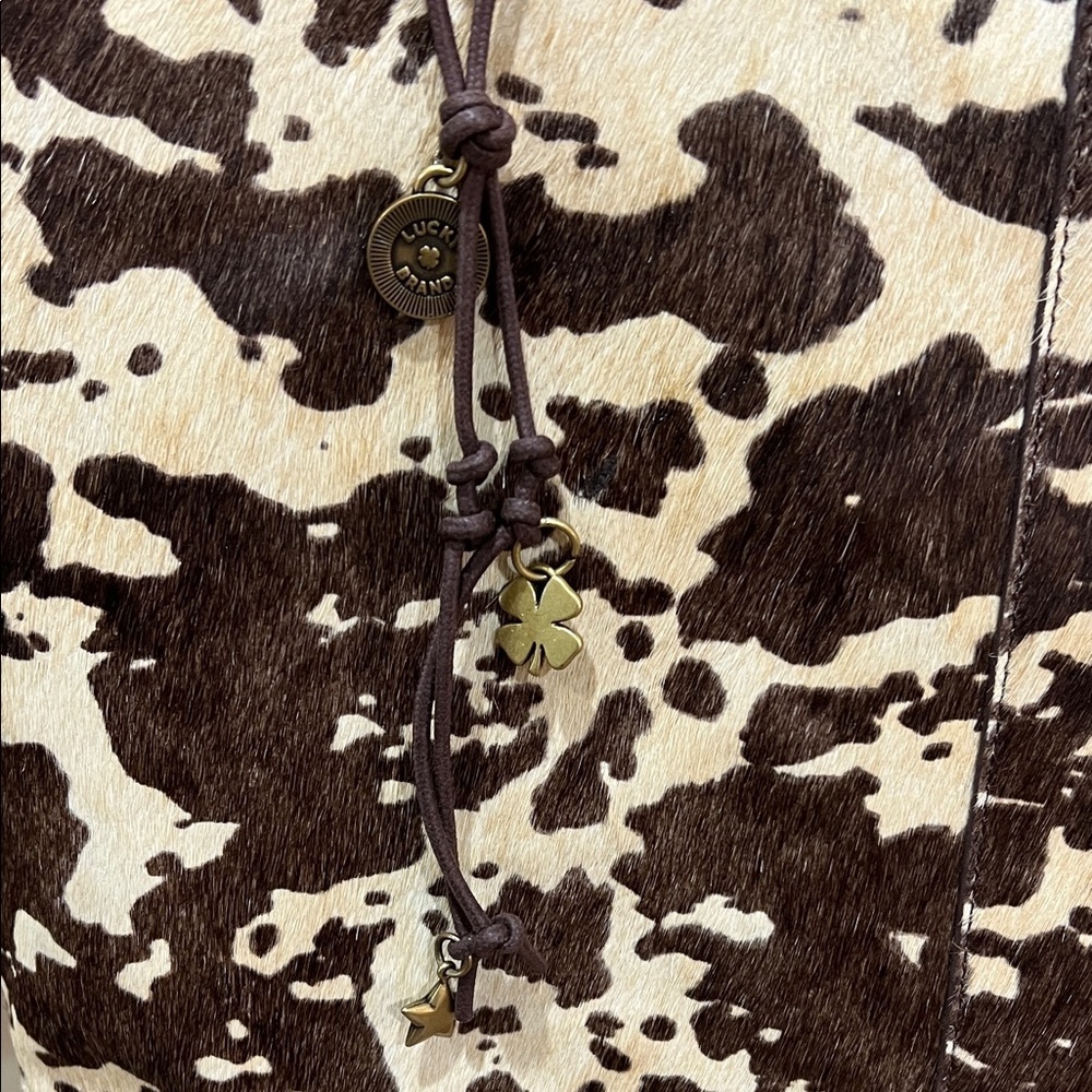 Lucky Brand | Genuine Leather & Calf Hair Tote in “Dark Cappuccino” w/Bag Charms - Picture 6 of 16